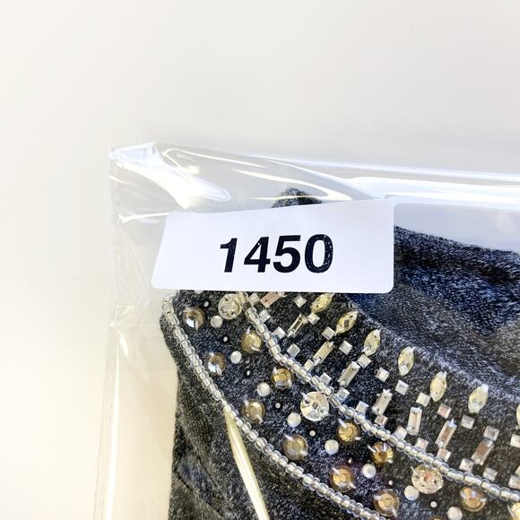 Vanessa Virginia Anthropologie Size M Beaded Halter Stretch Knit Tank Top Gray - Picture 10 of 10